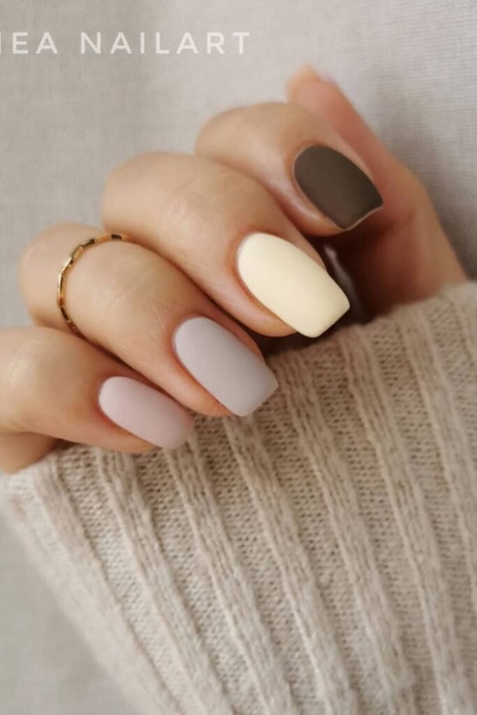 mismatched squoval nails