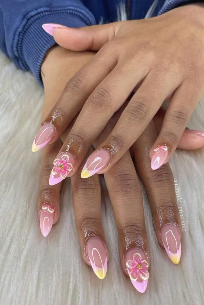 spring french almond nail shape